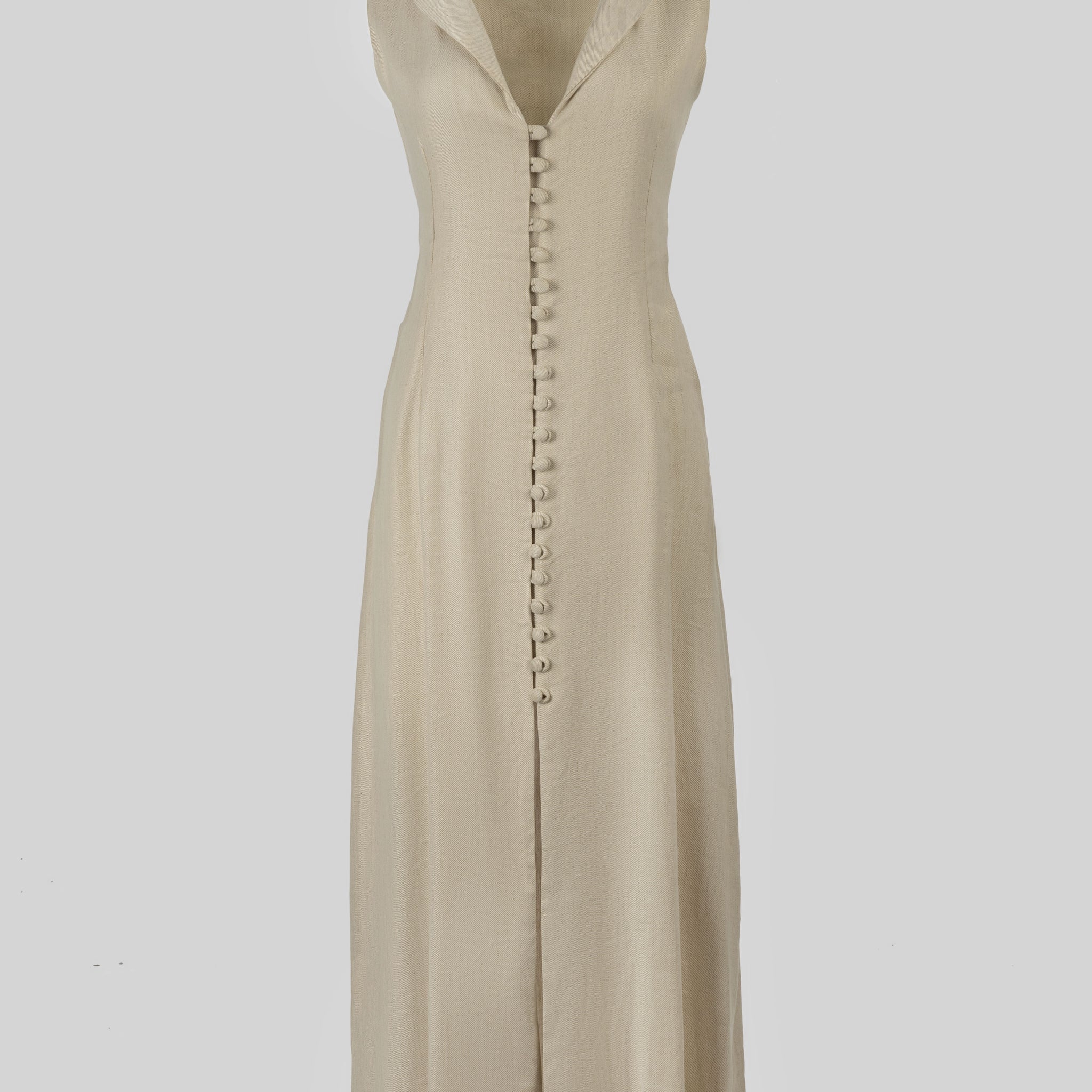 Luminous Sand Linen Dress