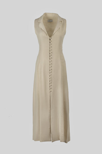 Luminous Sand Linen Dress