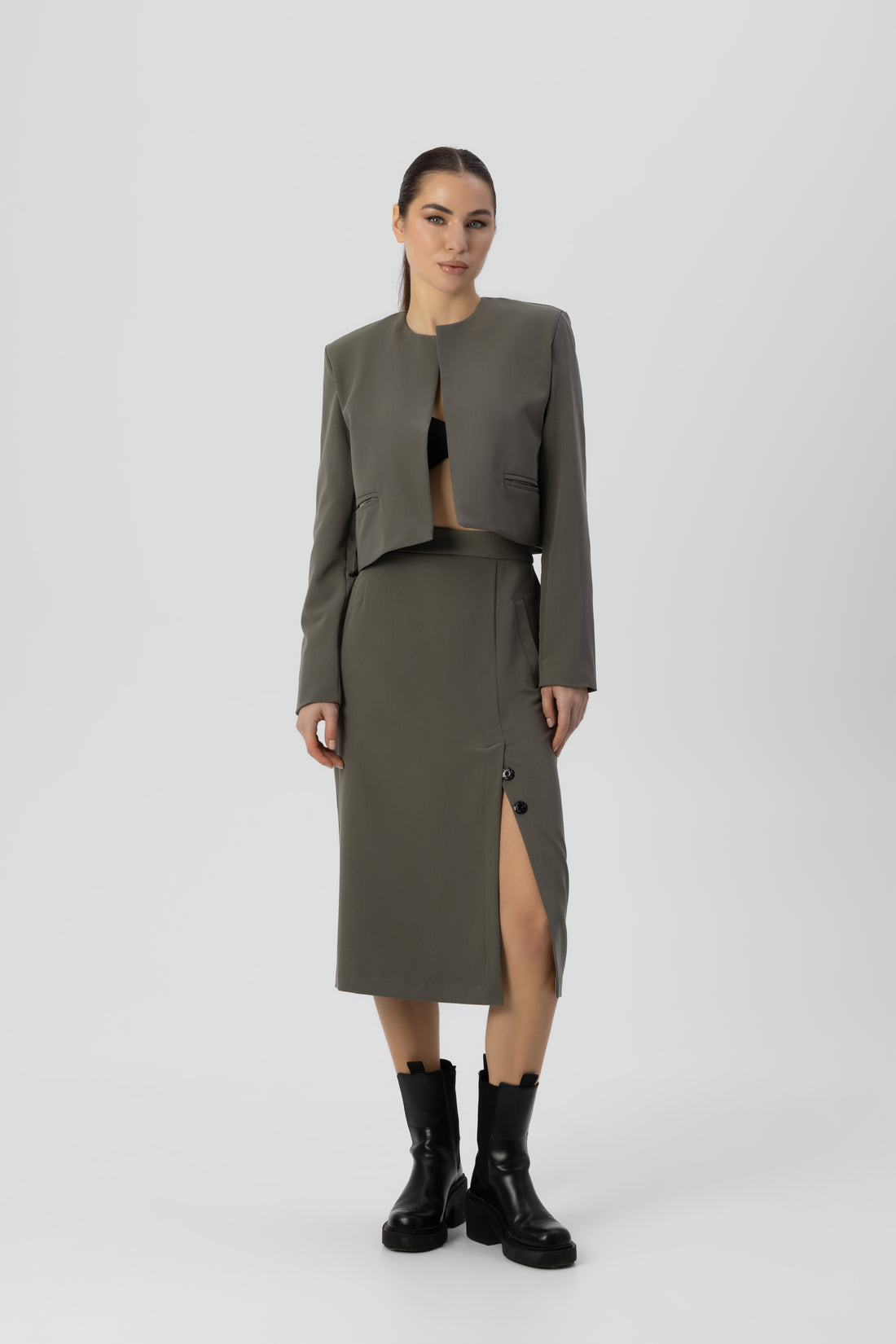 Noir Elegance Skirt in Khaki